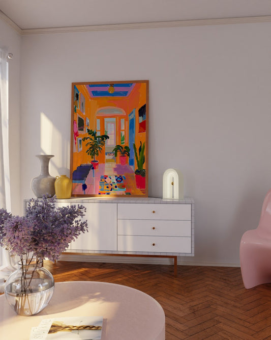 Colorful Hallway Art Print: Maximalist Gallery Wall Decor