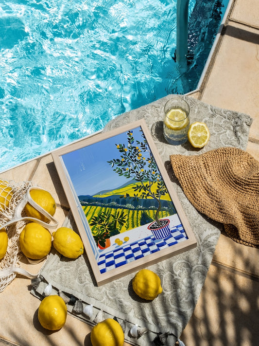 Coastal Landscape Art Print: Seaside Nature Painting