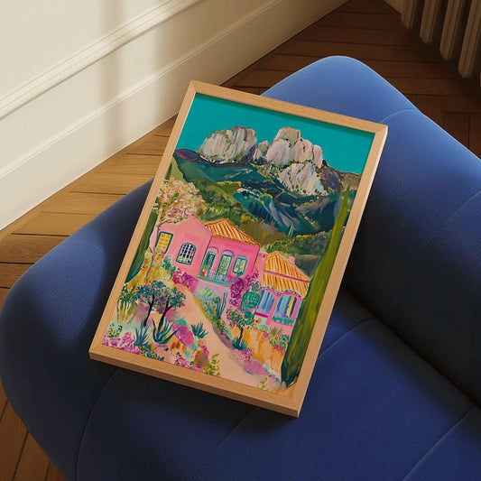 Colorful Landscape Art Print: Grandmillennial Mountain Home Decor